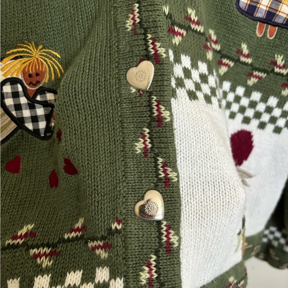 Vintage Sweater - The Quacker Factory. Size small. Green garden angels/buttons - Picture 4 of 9